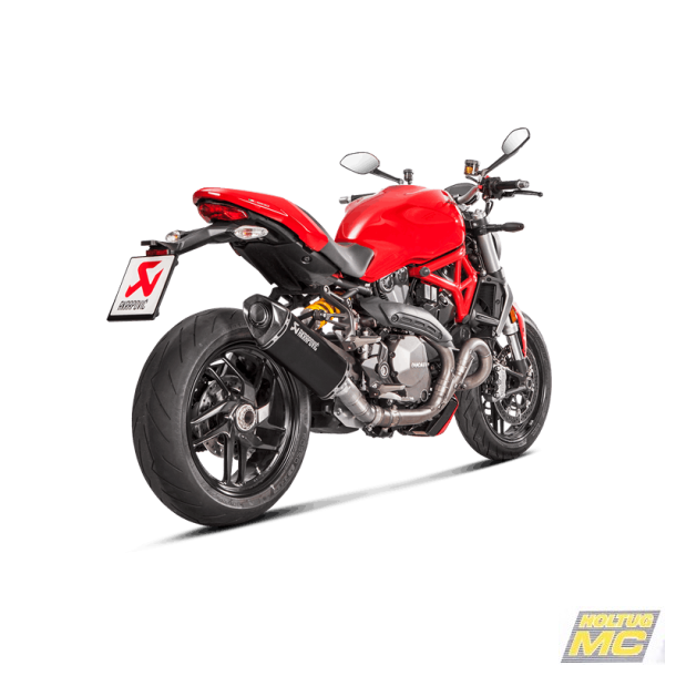 Akrapovic Ducati Monster 1200/1200S 17-20 Slip-On hexagonal lyddmper i titanium/sort (ECE godkendt)