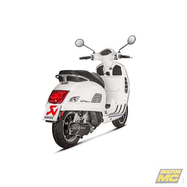 Akrapovic Vespa GTS 125ie Super 17-20 Slip-On Line hexagonal lydd rustfri/sort (ECE godkendt)