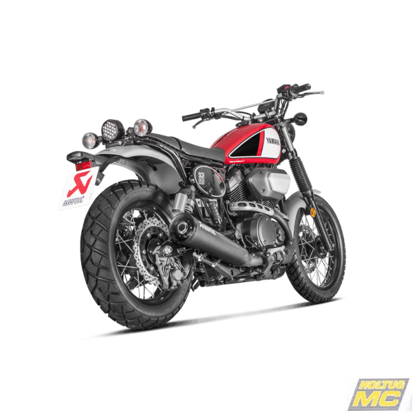 Akrapovic Yamaha SCR950 17-20 Slip-On Line rund lyddmper i rustfri/sort (ECE godkendt)