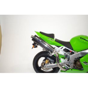Micron Kawasaki ZX-6R 03-04, slip-on high position med oval lyddmper i titanium
