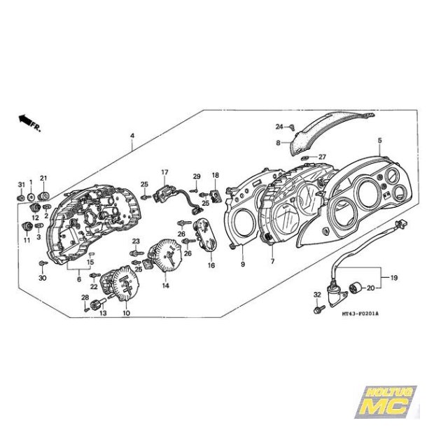 Instrumenthus nederste Honda VFR750F 1994-96 