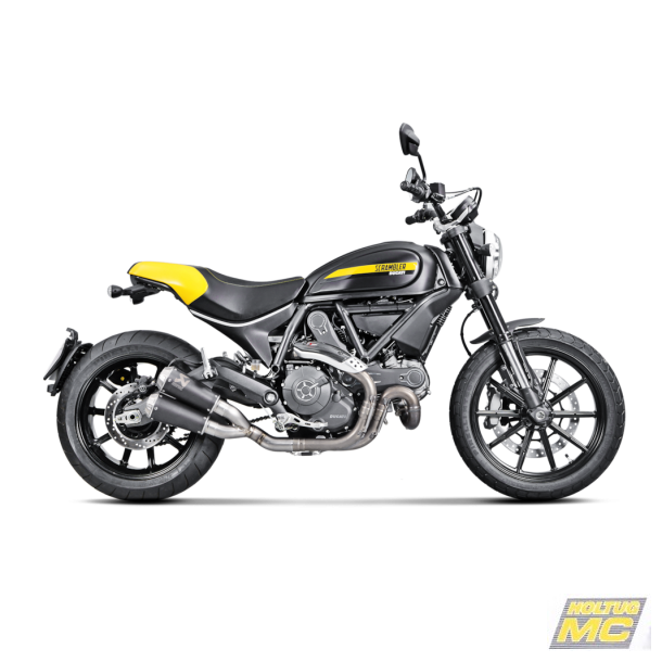 Akrapovic Ducati Scrambler Caf� 17-20 Slip-On Line dobbelt lydd�mper i titanium/sort