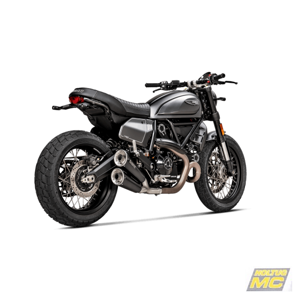 Akrapovic Ducati Scrambler 800 21-22 Slip-On Line dobbeltlyddmper i rustfri/sort