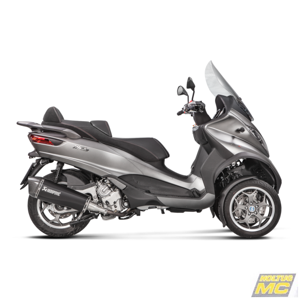 Akrapovic Piaggio MP3 500/500LT 08-20 Slip-On Line hexagonal rustfri/sort lydd�mper (ECE godkendt)