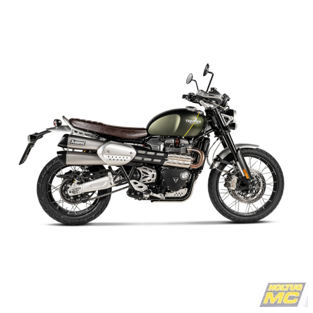 Akrapovic Triumph Scrambler 1200 19-20 Slip-on Line hexagonale lydd�mpere i titanium (ECE godkendt)
