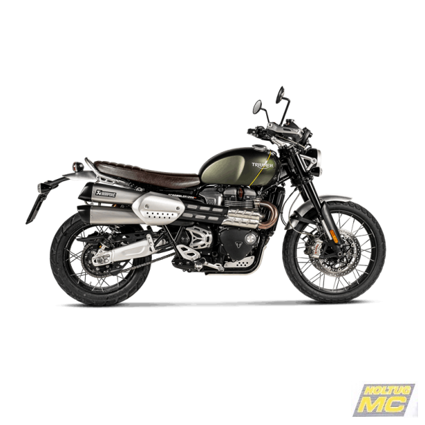 Akrapovic Triumph Scrambler 1200 19-20 Slip-on Line hexagonale lyddmpere i titanium (ECE godkendt)