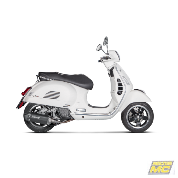 Akrapovic Vespa GTS 125ie Super 17-20 Slip-On Line hexagonal lydd rustfri/sort (ECE godkendt)