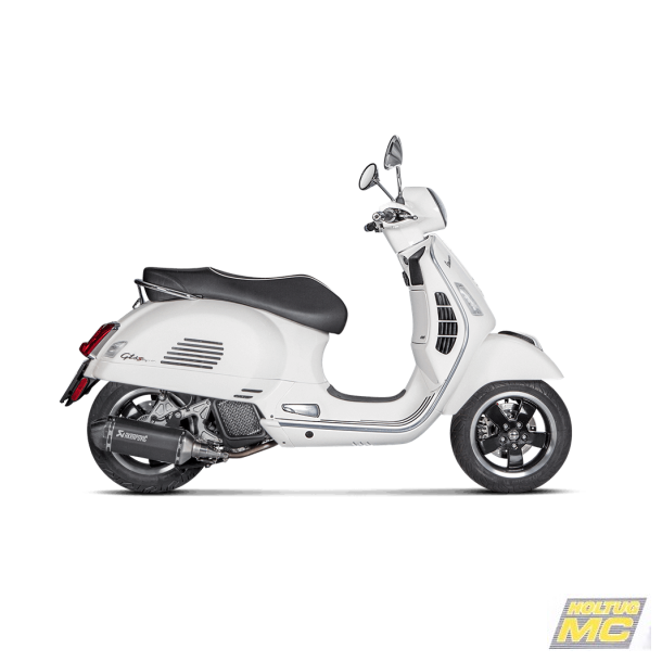 Akrapovic Vespa GTS 125ie Super 21-> Slip-On Line hexagonal lyddmper rustfri/sort (ECE godkendt)