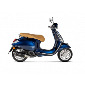 Akrapovic Vespa Primavera 125ie 21-> Slip-On Line hexagonal lyddmper rustfri/sort (ECE godkendt)
