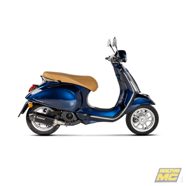 Akrapovic Vespa Primavera 125ie 21-> Slip-On Line hexagonal lyddmper rustfri/sort (ECE godkendt)