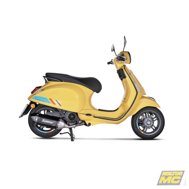 Akrapovic Vespa Primavera 125ie 24-> Slip-On Line med hexagonal lydd�mper sort coatet rustfrit st�l (ECE godkendt)
