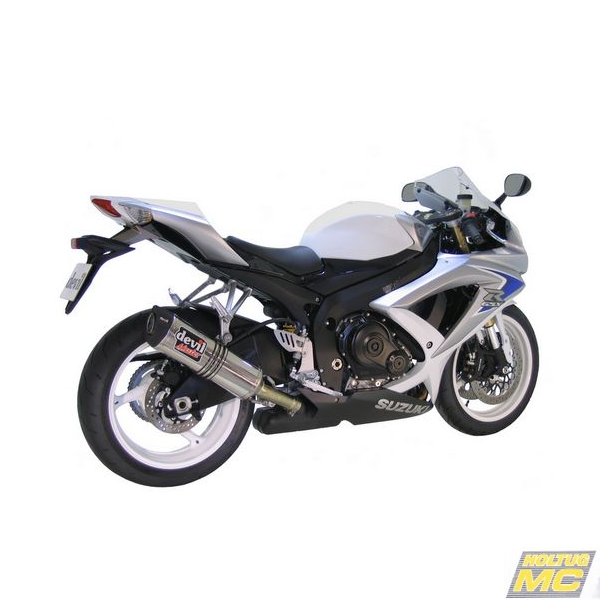 Devil Suzuki GSX-R750 08-10, slip-on med Master oval lydd�mper i rustfrit st�l (E-m�rket)