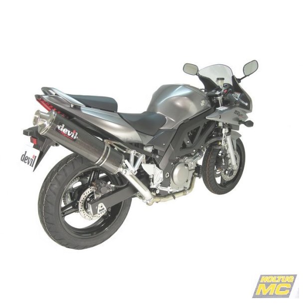 Devil Suzuki SV650 07-09, slip-on high position med Magnum oval lydd�mper i carbon (E-m�rket)