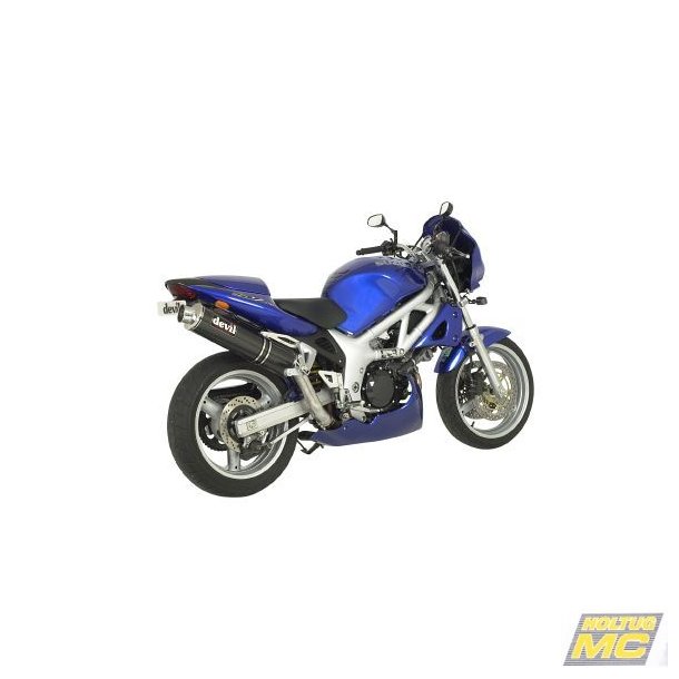 Devil Suzuki SV650 99-02, slip-on high position med Magnum oval lydd�mper i carbon (E-m�rket)