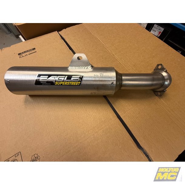 Eagle Honda VFR750F 90-93 slip-on med lydd�mper i b�rstet aluminium (E-m�rket).