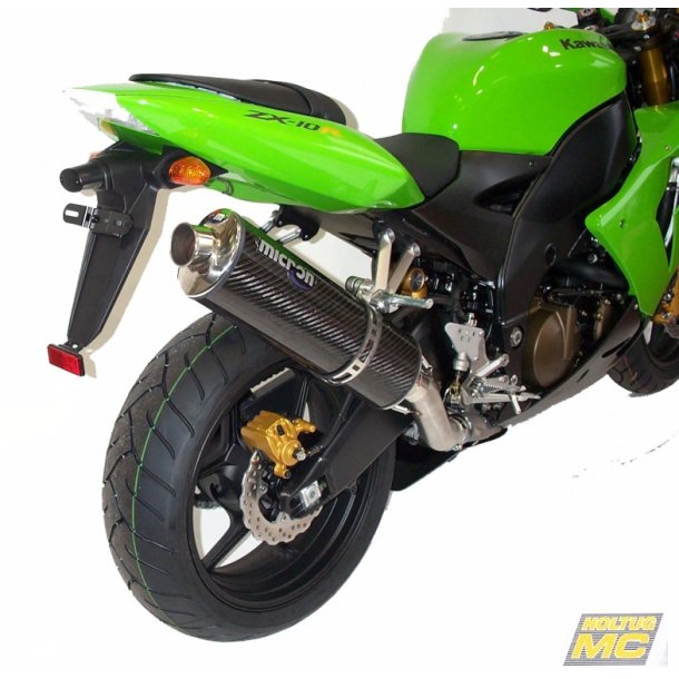 Micron Kawasaki ZX-10R 04-05, slip-on med oval lydd�mper i titanium