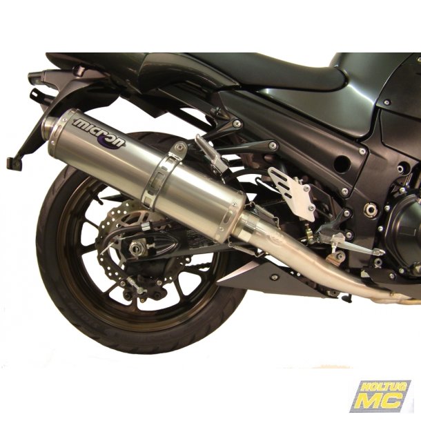 Micron Kawasaki ZZR1400 06-11, 4/2/1 system med oval lydd�mper i titanium