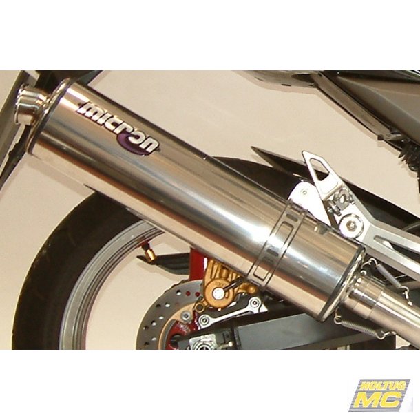 Micron Suzuki GSXR600 97-00 bolt-on med oval lydd�mper i blankpoleret rustfrit st�l (E-godkendt).