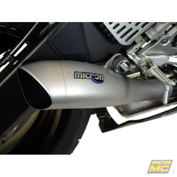 Micron Yamaha YZF-R6 06-07 slip-on med GP-style lydd�mper i blankpoleret rustfrit st�l.