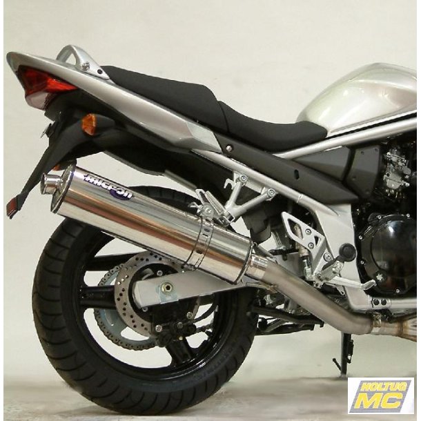 Micron Suzuki GSF650 Bandit 05-06 slip-on system med oval lydd�mper i blankpoleret rustfrit st�l