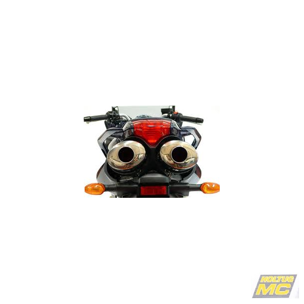 Micron Yamaha FZ6 04-> slip-on med to lydd�mpere  i blankpoleret rustfrit st�l