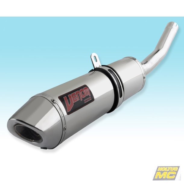 Venom Suzuki SV650 07-> slip-on system med oval "PLUS" lydd�mper i blankpoleret rustfrit st�l.